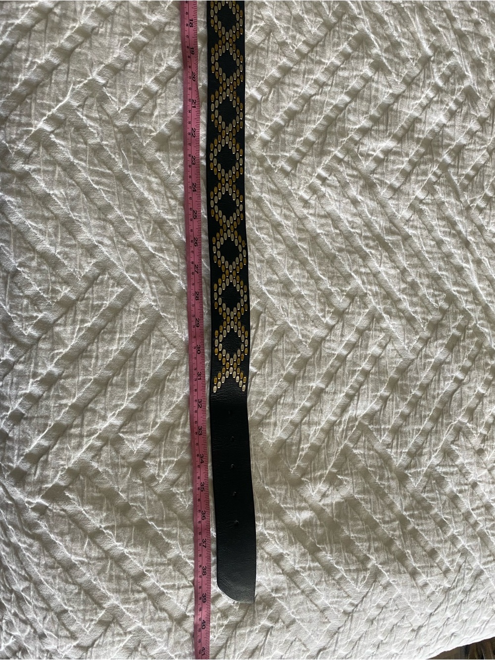 Women's Black Leather Belt with Brass Buckle - Picture 9 of 9